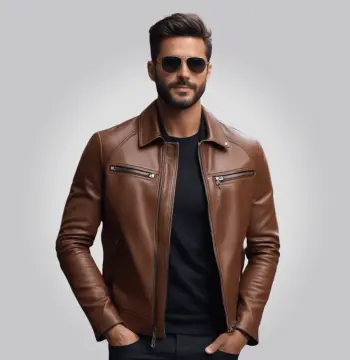 EarthTone Men's Classic Brown Leather Jacket